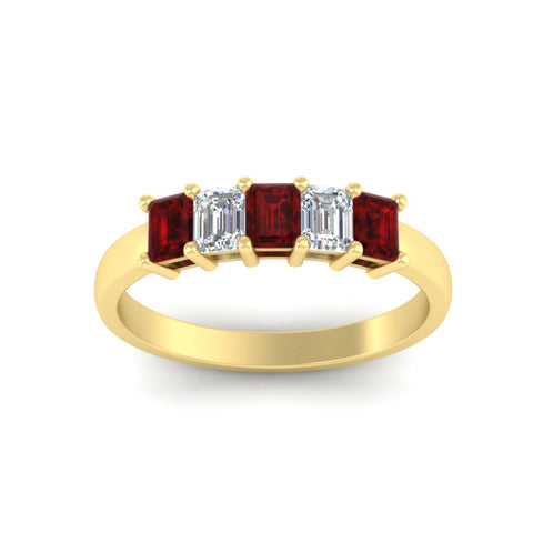 1-carat-Five-stone-emerald-cut-ruby-anniversary-band-in-yellow-gold-fdwb8008emgrudrangle5-1.00ct-nl-yg
