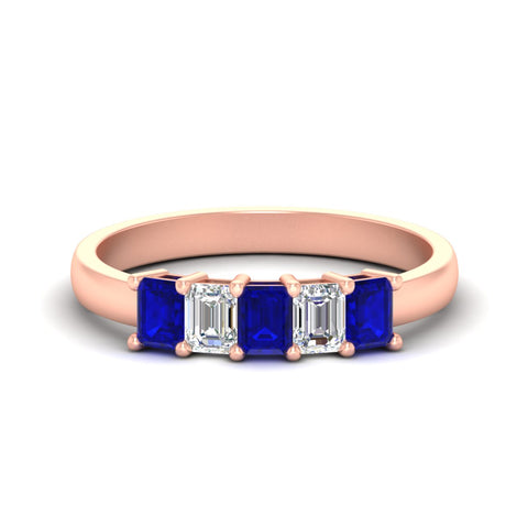 1-carat-Five-stone-emerald-cut-sapphire-anniversary-band-in-rose-gold-fdwb8008emgsablsleep-1.00ct-nl-rg