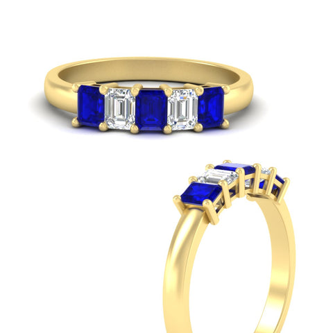 1-carat-Five-stone-emerald-cut-sapphire-anniversary-band-in-yellow-gold-fdwb8008emgsablangle3-1.00ct-nl-yg