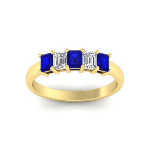 1-carat-Five-stone-emerald-cut-sapphire-anniversary-band-in-yellow-gold-fdwb8008emgsablangle5-1.00ct-nl-yg