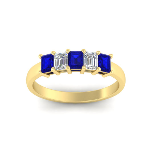 1-carat-Five-stone-emerald-cut-sapphire-anniversary-band-in-yellow-gold-fdwb8008emgsablangle5-1.00ct-nl-yg