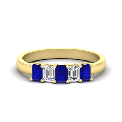 1-carat-Five-stone-emerald-cut-sapphire-anniversary-band-in-yellow-gold-fdwb8008emgsablsleep-1.00ct-nl-yg