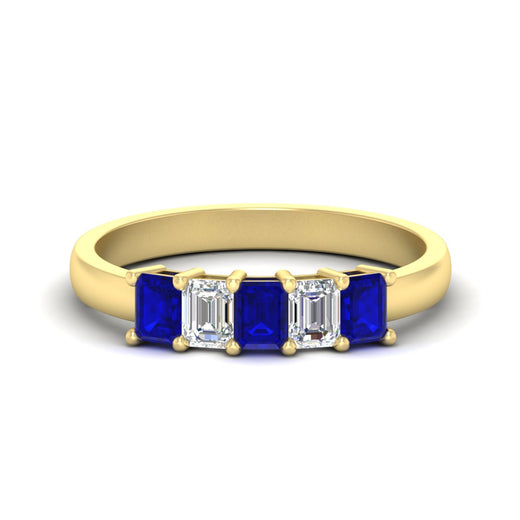 1-carat-Five-stone-emerald-cut-sapphire-anniversary-band-in-yellow-gold-fdwb8008emgsablsleep-1.00ct-nl-yg