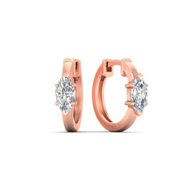 Prong Set Marquise Cut Diamond Huggie Hoop Earrings
