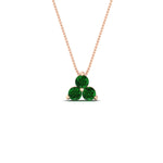 Load image into Gallery viewer, 1-carat-anniversary-gift-round-emerald-3-stone-pendant-in-FDPD1129GEMGR-1.00CT-NL-RG
