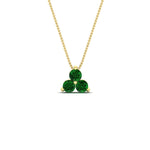 Load image into Gallery viewer, 1-carat-anniversary-gift-round-emerald-3-stone-pendant-in-FDPD1129GEMGR-1.00CT-NL-YG
