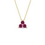 Load image into Gallery viewer, 1-carat-anniversary-gift-round-pink-sapphire-3-stone-pendant-in-FDPD1129GSADRPI-1.00CT-NL-YG
