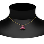 Load image into Gallery viewer, 1-carat-anniversary-gift-round-pink-sapphire-3-stone-pendant-in-FDPD1129GSADRPI-1.00CT-NL-YG

