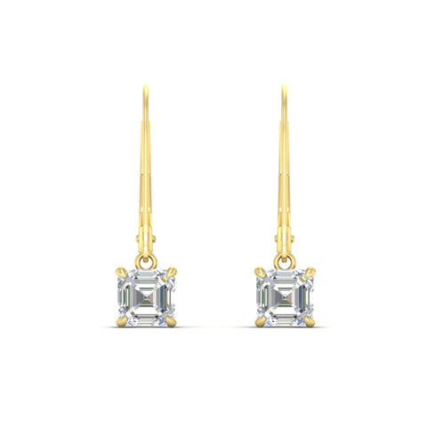 Asscher cut Leverback Drop Earrings