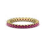 Load image into Gallery viewer, 1-carat-basket-set-round-pink-sapphire-eternity-band-in-yellow-gold-FD11249ROBGSADRPI-1.00CT-NL-YG
