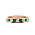 Load image into Gallery viewer, 1-carat-channel-set-diamond-wedding-ring-band-with-emerald-in-rose-gold-FDWB5242ROGEMGR-1.00CT-NL-RG
