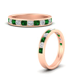 Load image into Gallery viewer, 1-carat-channel-set-diamond-wedding-ring-band-with-emerald-in-rose-gold-FDWB5242ROGEMGRANGLE3-1.00CT-NL-RG
