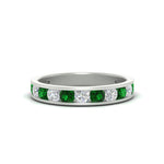 Load image into Gallery viewer, 1-carat-channel-set-diamond-wedding-ring-band-with-emerald-in-white-gold-FDWB5242ROGEMGR-1.00CT-NL-WG
