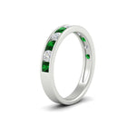 Load image into Gallery viewer, 1-carat-channel-set-diamond-wedding-ring-band-with-emerald-in-white-gold-FDWB5242ROGEMGRANGLE2-1.00CT-NL-WG
