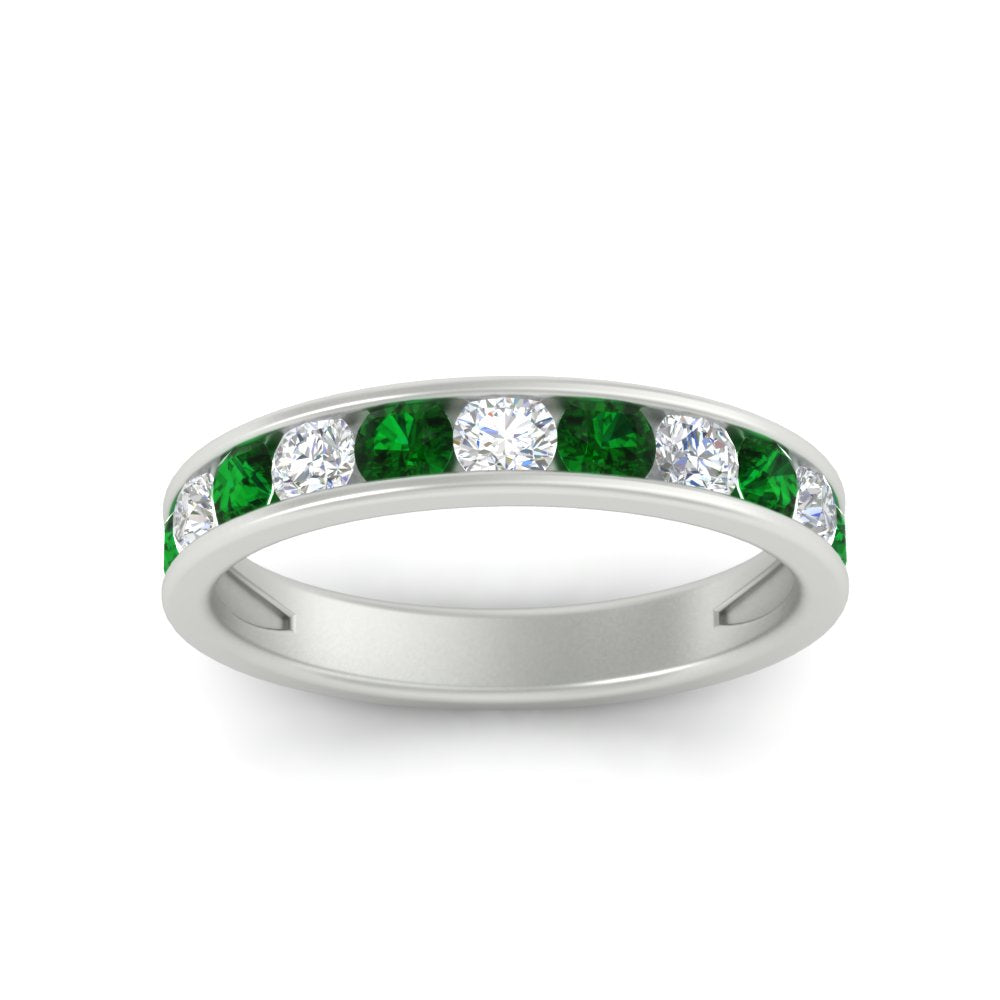 1-carat-channel-set-diamond-wedding-ring-band-with-emerald-in-white-gold-FDWB5242ROGEMGRANGLE5-1.00CT-NL-WG