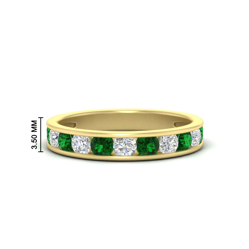 1-carat-channel-set-diamond-wedding-ring-band-with-emerald-in-yellow-gold-FDWB5242ROGEMGR-1.00CT-NL-YG-HW