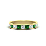 Load image into Gallery viewer, 1-carat-channel-set-diamond-wedding-ring-band-with-emerald-in-yellow-gold-FDWB5242ROGEMGR-1.00CT-NL-YG
