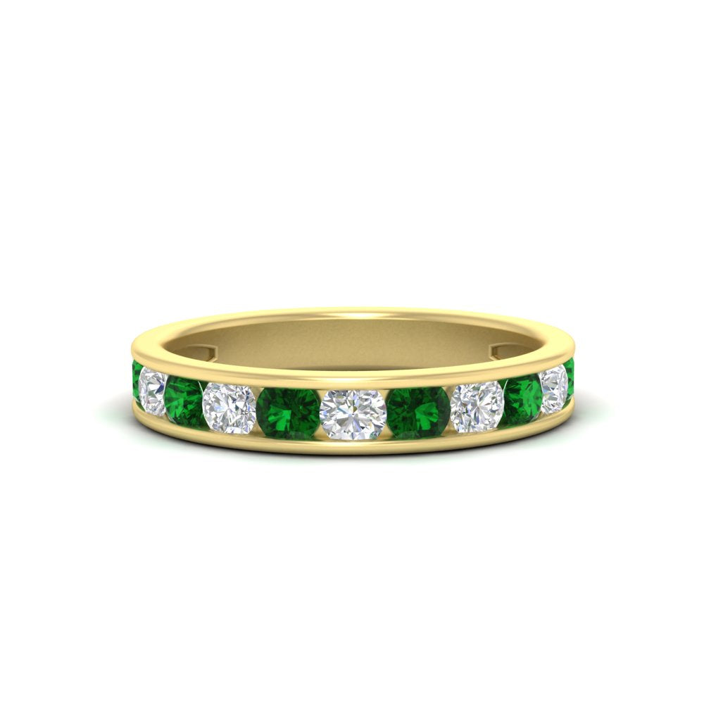 1-carat-channel-set-diamond-wedding-ring-band-with-emerald-in-yellow-gold-FDWB5242ROGEMGR-1.00CT-NL-YG