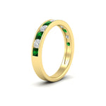 Load image into Gallery viewer, 1-carat-channel-set-diamond-wedding-ring-band-with-emerald-in-yellow-gold-FDWB5242ROGEMGRANGLE2-1.00CT-NL-YG
