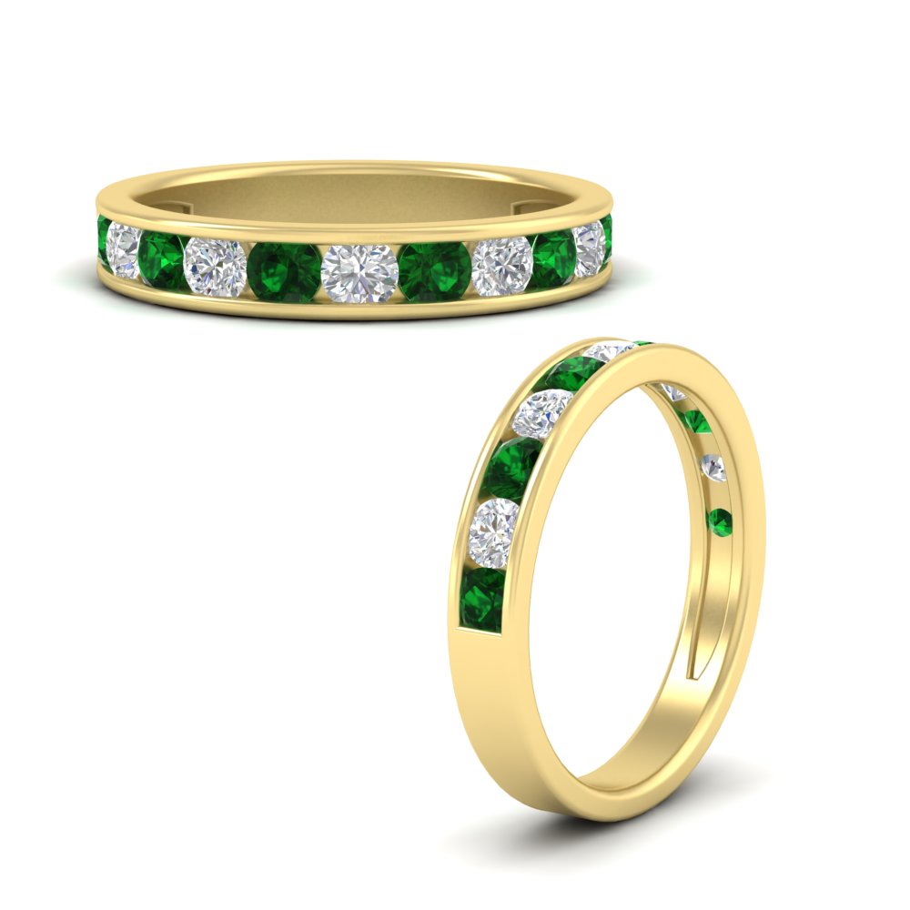 1-carat-channel-set-diamond-wedding-ring-band-with-emerald-in-yellow-gold-FDWB5242ROGEMGRANGLE3-1.00CT-NL-YG