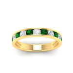 Load image into Gallery viewer, 1-carat-channel-set-diamond-wedding-ring-band-with-emerald-in-yellow-gold-FDWB5242ROGEMGRANGLE5-1.00CT-NL-YG
