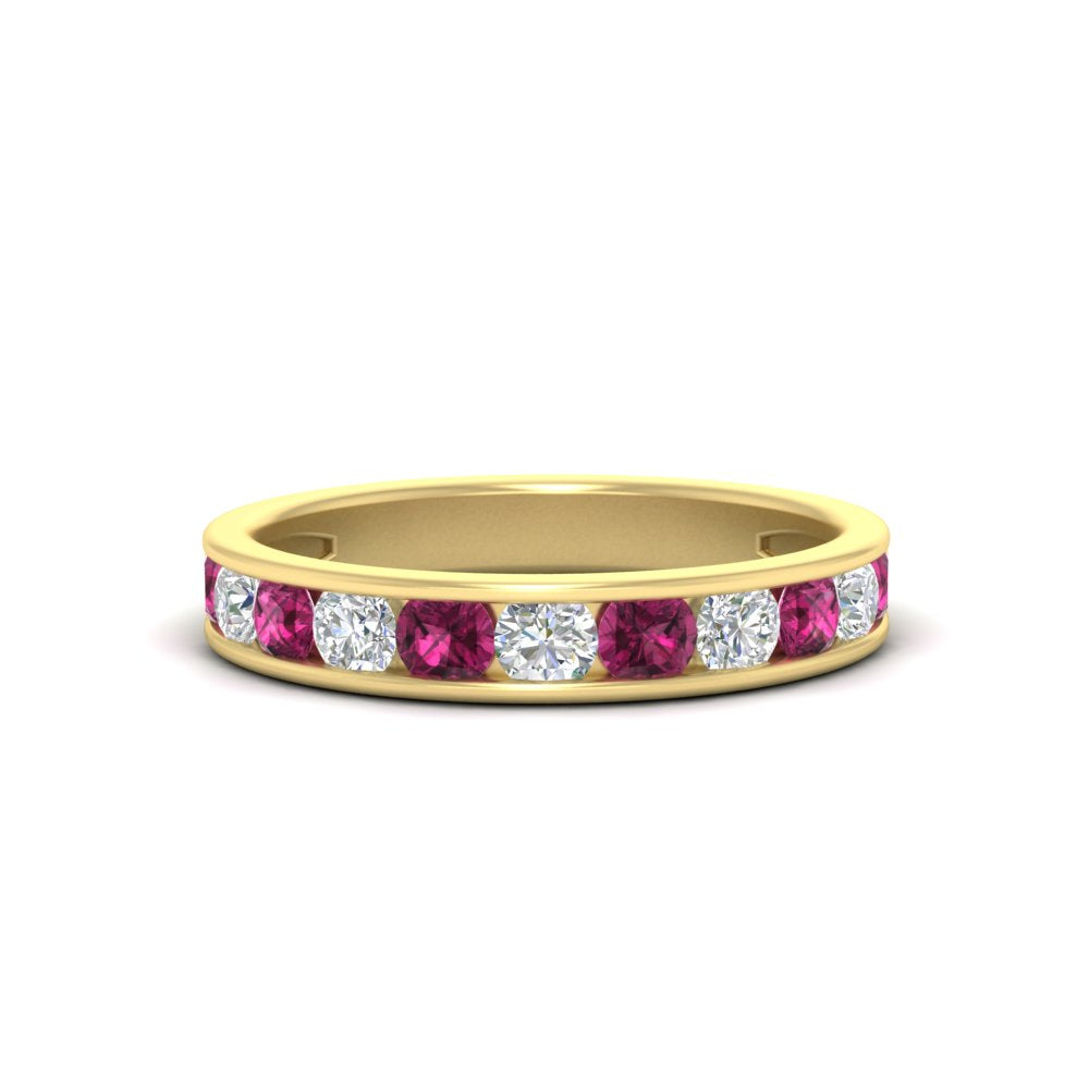 1-carat-channel-set-diamond-wedding-ring-band-with-pink-sapphire-in-yellow-gold-FDWB5242ROGSADRPI-1.00CT-NL-YG