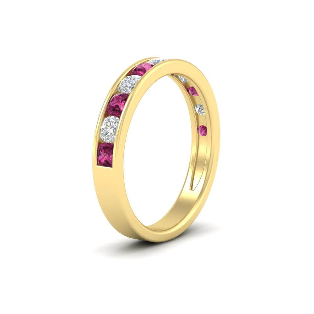 1-carat-channel-set-diamond-wedding-ring-band-with-pink-sapphire-in-yellow-gold-FDWB5242ROGSADRPIANGLE2-1.00CT-NL-YG