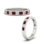 Load image into Gallery viewer, 1-carat-channel-set-diamond-wedding-ring-band-with-ruby-in-white-gold-FDWB5242ROGRUDRANGLE3-1.00CT-NL-WG
