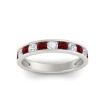 Load image into Gallery viewer, 1-carat-channel-set-diamond-wedding-ring-band-with-ruby-in-white-gold-FDWB5242ROGRUDRANGLE5-1.00CT-NL-WG
