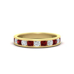 Load image into Gallery viewer, 1-carat-channel-set-diamond-wedding-ring-band-with-ruby-in-yellow-gold-FDWB5242ROGRUDR-1.00CT-NL-YG
