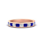 Load image into Gallery viewer, 1-carat-channel-set-diamond-wedding-ring-band-with-sapphire-in-rose-gold-FDWB5242ROGSABL-1.00CT-NL-RG
