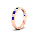Load image into Gallery viewer, 1-carat-channel-set-diamond-wedding-ring-band-with-sapphire-in-rose-gold-FDWB5242ROGSABLANGLE2-1.00CT-NL-RG

