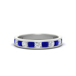 Load image into Gallery viewer, 1-carat-channel-set-diamond-wedding-ring-band-with-sapphire-in-white-gold-FDWB5242ROGSABL-1.00CT-NL-WG
