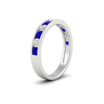 Load image into Gallery viewer, 1-carat-channel-set-diamond-wedding-ring-band-with-sapphire-in-white-gold-FDWB5242ROGSABLANGLE2-1.00CT-NL-WG
