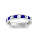 Load image into Gallery viewer, 1-carat-channel-set-diamond-wedding-ring-band-with-sapphire-in-white-gold-FDWB5242ROGSABLANGLE5-1.00CT-NL-WG
