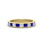 Load image into Gallery viewer, 1-carat-channel-set-diamond-wedding-ring-band-with-sapphire-in-yellow-gold-FDWB5242ROGSABL-1.00CT-NL-YG
