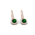 Thumbnail 26 - 1-carat-cushion-emerald-halo-lever-back-earrings-in-rose-gold-FDEAR11235CUGEMGR-1.00CT-NL-RG