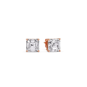 Four Prong Asscher Cut Diamond Solitaire Stud Earrings (1.00ct - 10.00ct)