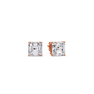 IGI Certified Four Prong Asscher Cut Diamond Solitaire Stud Earrings