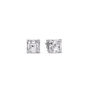 IGI Certified Four Prong Asscher Cut Diamond Solitaire Stud Earrings