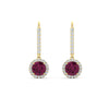 Load image into Gallery viewer, 1-carat-diamond-cute-dangle-halo-round-pink-sapphire-earrings-in-yellow-gold-FDEAR11235ROGSADRPI-1.00-CT-NL-YG.jpg