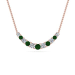 Load image into Gallery viewer, 1-carat-diamond-graduated-smile-necklace-with-emerald-in-FDPD9195GEMGR-NL-RG
