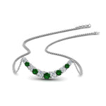 Load image into Gallery viewer, 1-carat-diamond-graduated-smile-necklace-with-emerald-in-FDPD9195GEMGR-NL-WG
