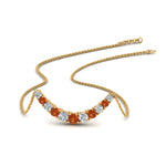 Load image into Gallery viewer, 1-carat-diamond-graduated-smile-necklace-with-orange-sapphire-in-FDPD9195GSAOR-NL-YG
