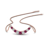Load image into Gallery viewer, 1-carat-diamond-graduated-smile-necklace-with-pink-sapphire-in-FDPD9195GSADRPI-NL-RG
