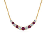 Load image into Gallery viewer, 1-carat-diamond-graduated-smile-necklace-with-pink-sapphire-in-FDPD9195GSADRPI-NL-YG
