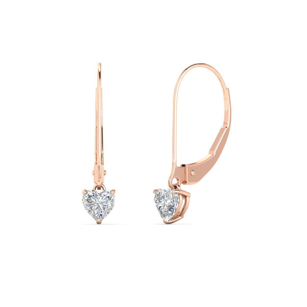 Cute Heart Shaped Stud Leverback Earrings