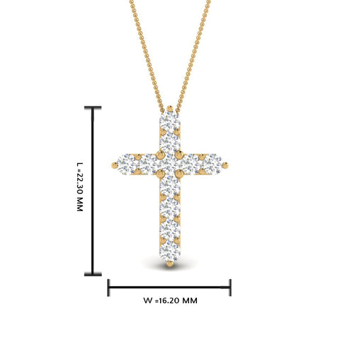 1+Carat+Diamond+Simple+Cross+Pendant+with+Lab+Diamond+In+14K+Yellow+Gold-FDPD10825-1.00+CT-1+1