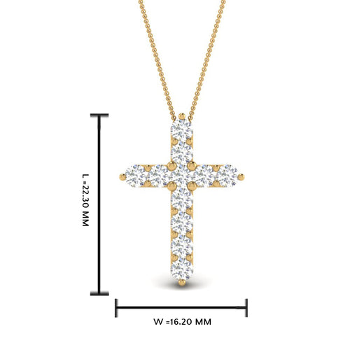 1+Carat+Diamond+Simple+Cross+Pendant+with+Lab+Diamond+In+14K+Yellow+Gold-FDPD10825-1.00+CT-1+1
