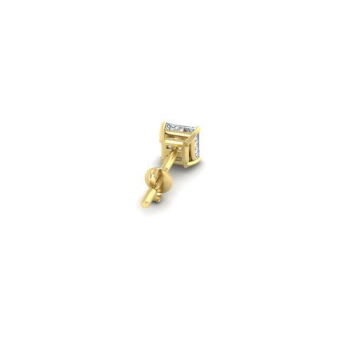 1 Carat Single Solitaire Princess Cut Male Earring